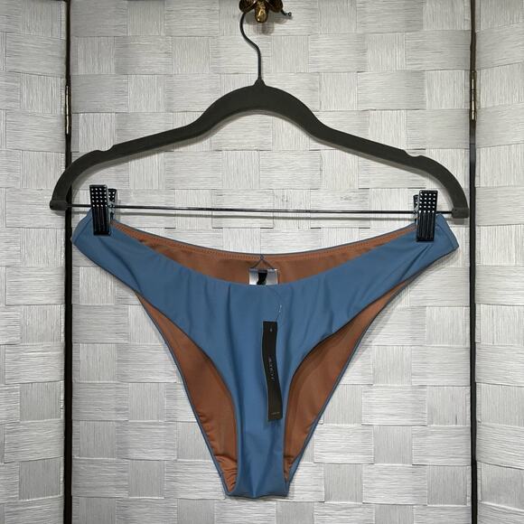 J. Crew Women's Cheeky Bikini Swim Bottom Size S Light Blue Curved Waist Mid UPF - Picture 1 of 12